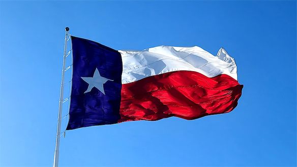 Texas flag blowing in the wind